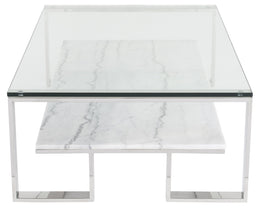 Tierra Coffee Table - White with Polished Stainless Base