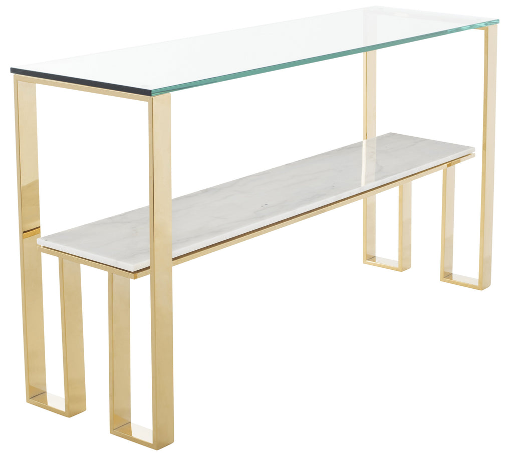 Tierra Console Table - White with Polished Gold Base