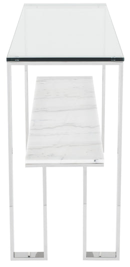 Tierra Console Table - White with Polished Stainless Base