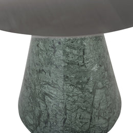 Iris Side Table - Silver with Green Marble Base, 19.8in