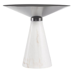 Iris Side Table - Graphite with White Marble Base, 19.8in