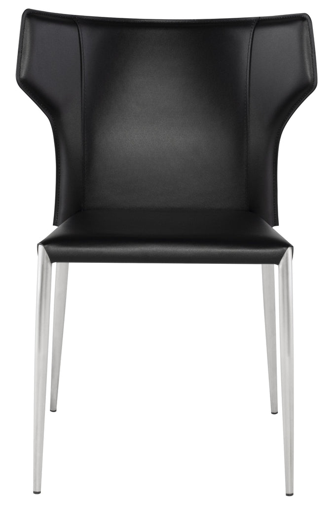 Wayne Dining Chair - Black with Brushed Stainless Legs