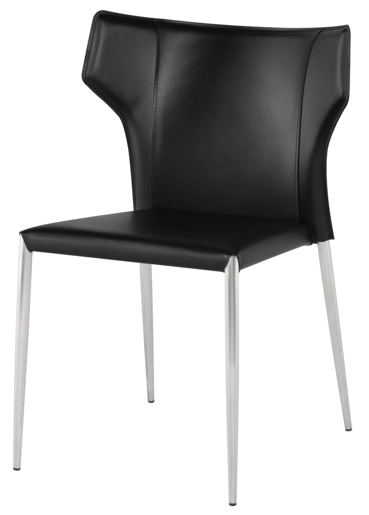 Wayne Dining Chair - Black with Brushed Stainless Legs