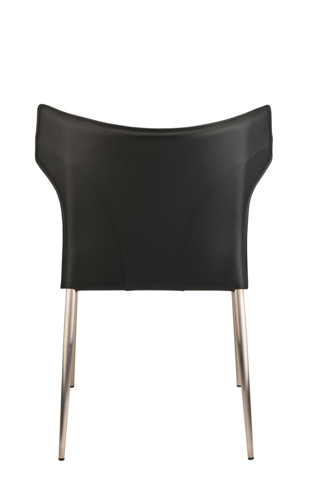 Wayne Dining Chair - Black with Brushed Stainless Legs