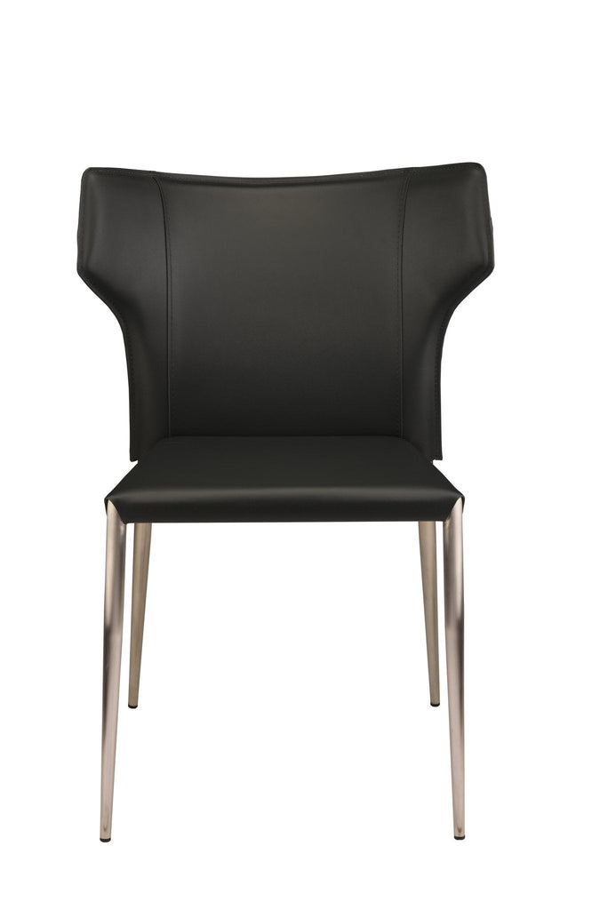 Wayne Dining Chair - Black with Brushed Stainless Legs