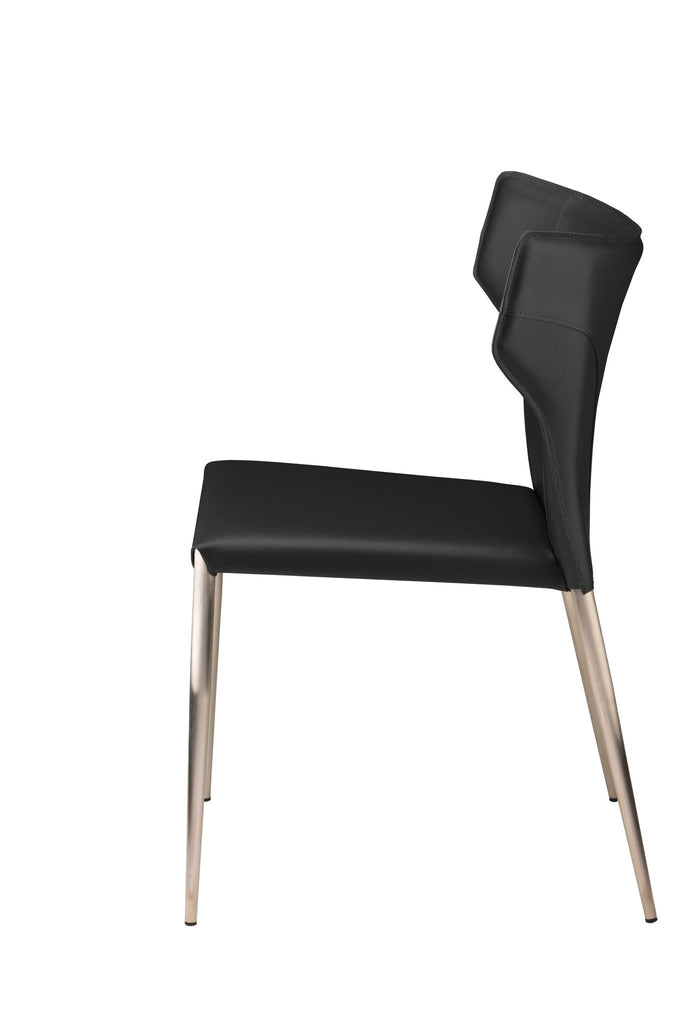 Wayne Dining Chair - Black with Brushed Stainless Legs