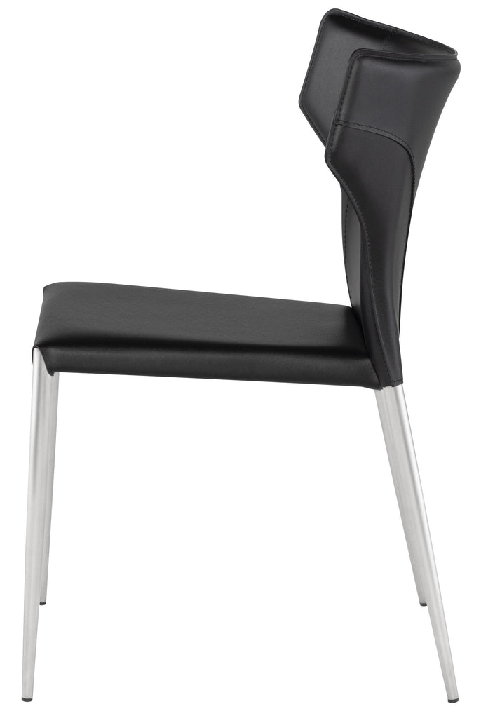 Wayne Dining Chair - Black with Brushed Stainless Legs