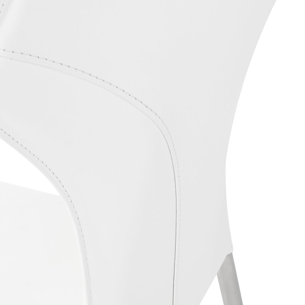 Wayne Dining Chair - White with Brushed Stainless Legs