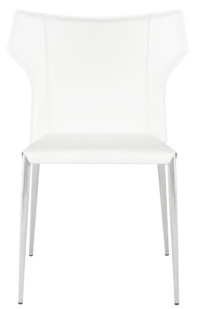 Wayne Dining Chair - White with Brushed Stainless Legs