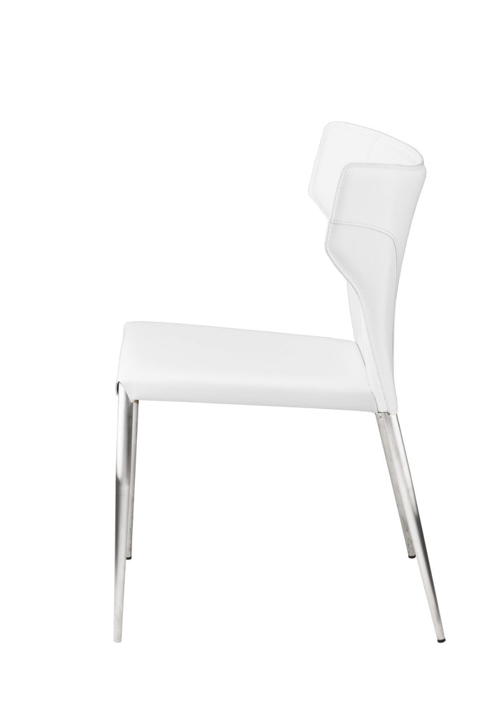 Wayne Dining Chair - White with Brushed Stainless Legs