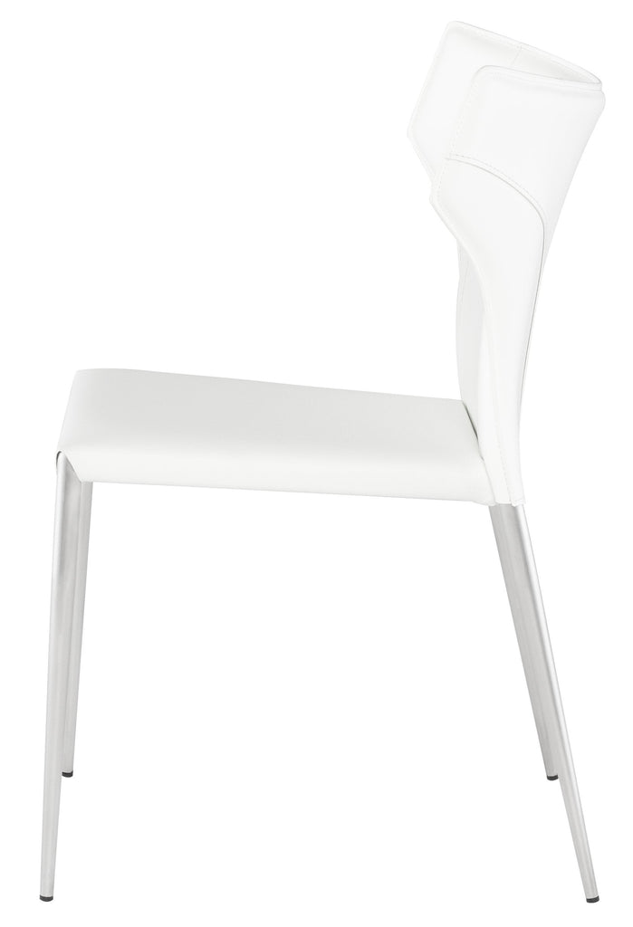 Wayne Dining Chair - White with Brushed Stainless Legs