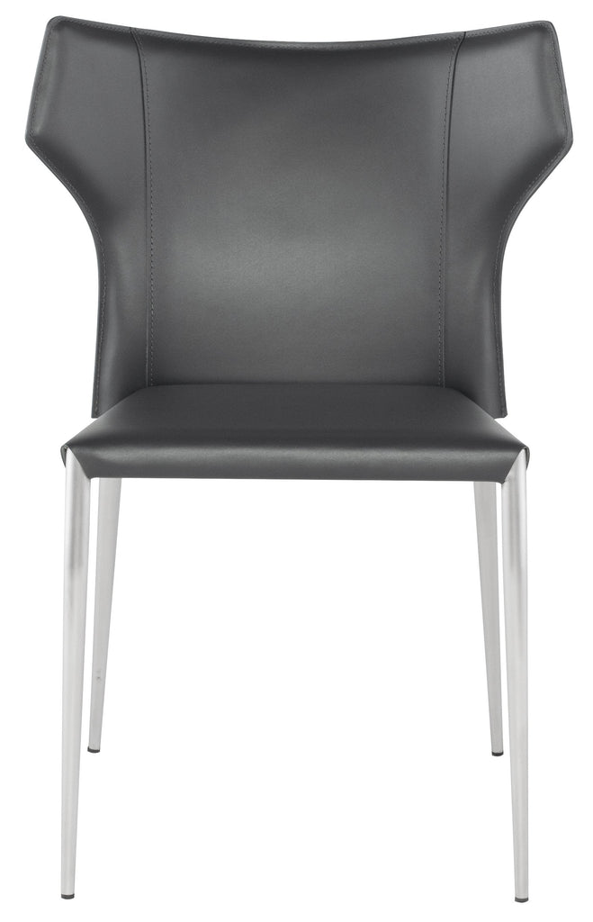 Wayne Dining Chair - Dark Grey with Brushed Stainless Legs