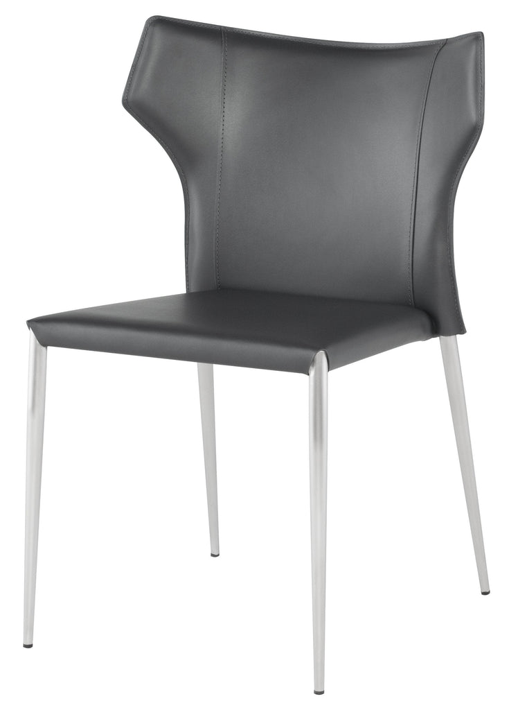 Wayne Dining Chair - Dark Grey with Brushed Stainless Legs
