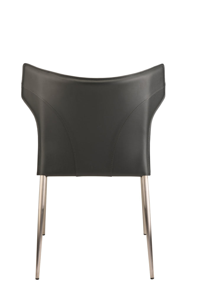 Wayne Dining Chair - Dark Grey with Brushed Stainless Legs