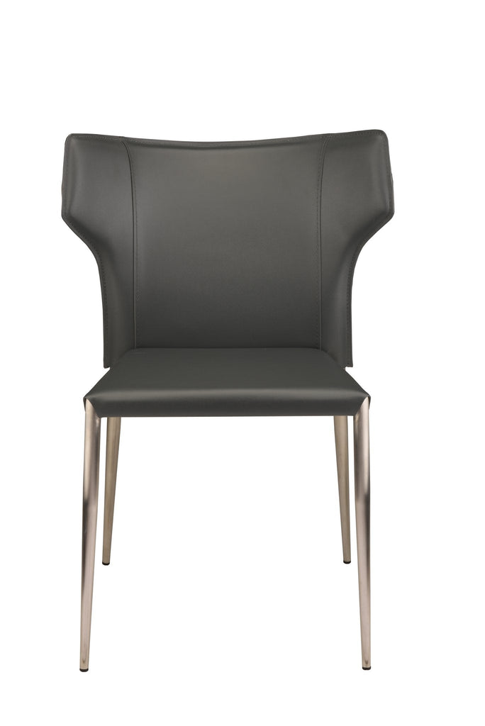 Wayne Dining Chair - Dark Grey with Brushed Stainless Legs