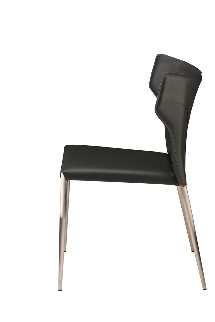 Wayne Dining Chair - Dark Grey with Brushed Stainless Legs