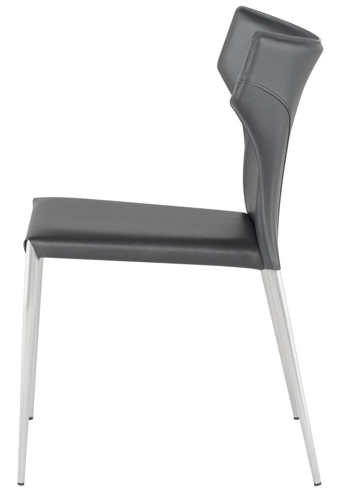 Wayne Dining Chair - Dark Grey with Brushed Stainless Legs