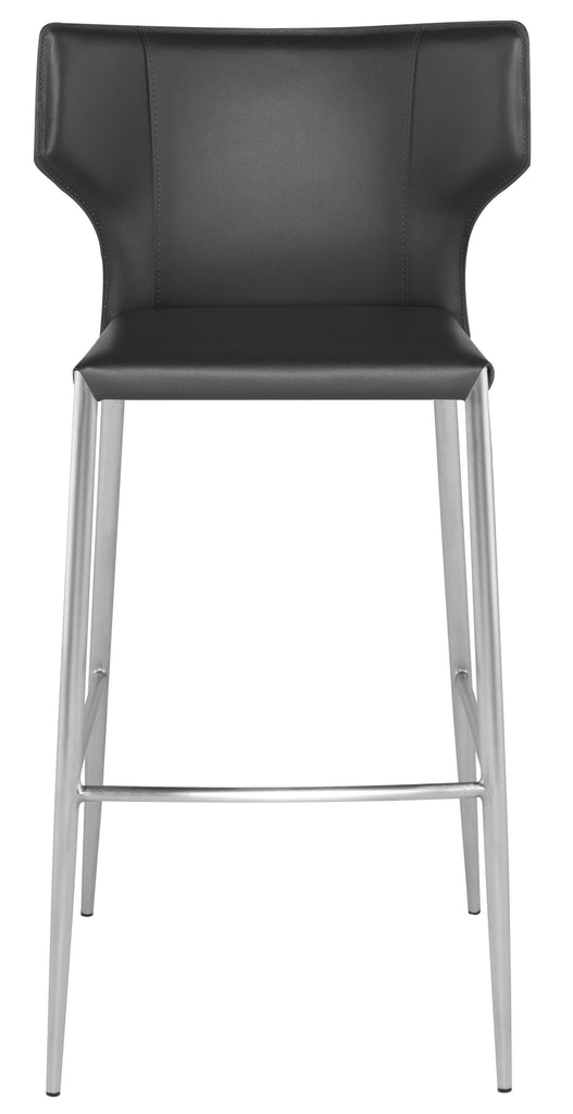 Wayne Bar Stool - Dark Grey with Brushed Stainless Legs