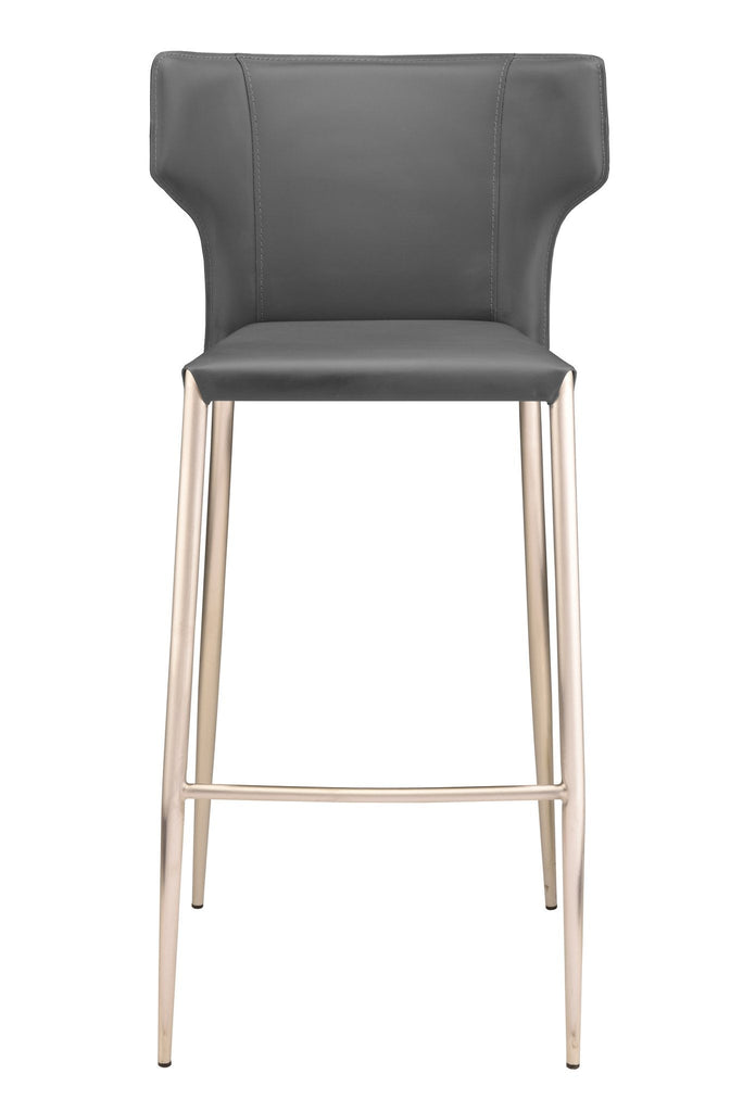 Wayne Bar Stool - Dark Grey with Brushed Stainless Legs