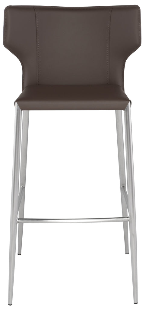 Wayne Bar Stool - Mink with Brushed Stainless Legs