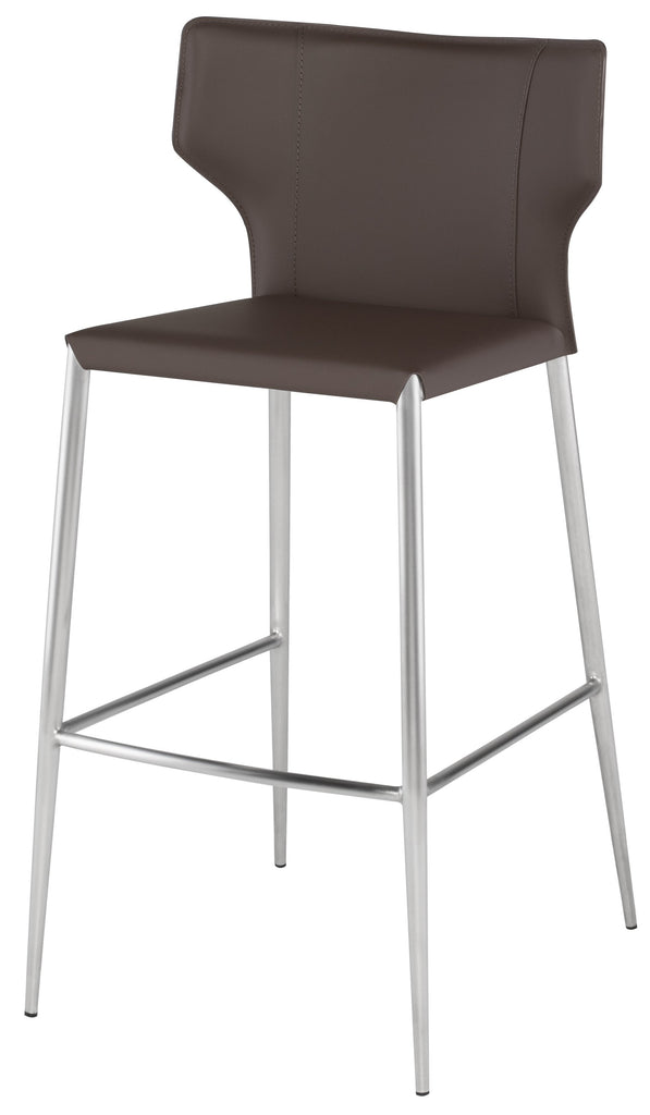 Wayne Bar Stool - Mink with Brushed Stainless Legs