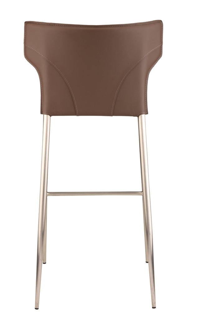 Wayne Bar Stool - Mink with Brushed Stainless Legs