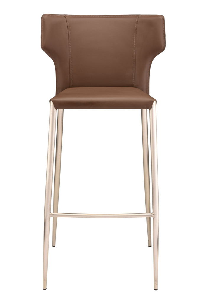 Wayne Bar Stool - Mink with Brushed Stainless Legs