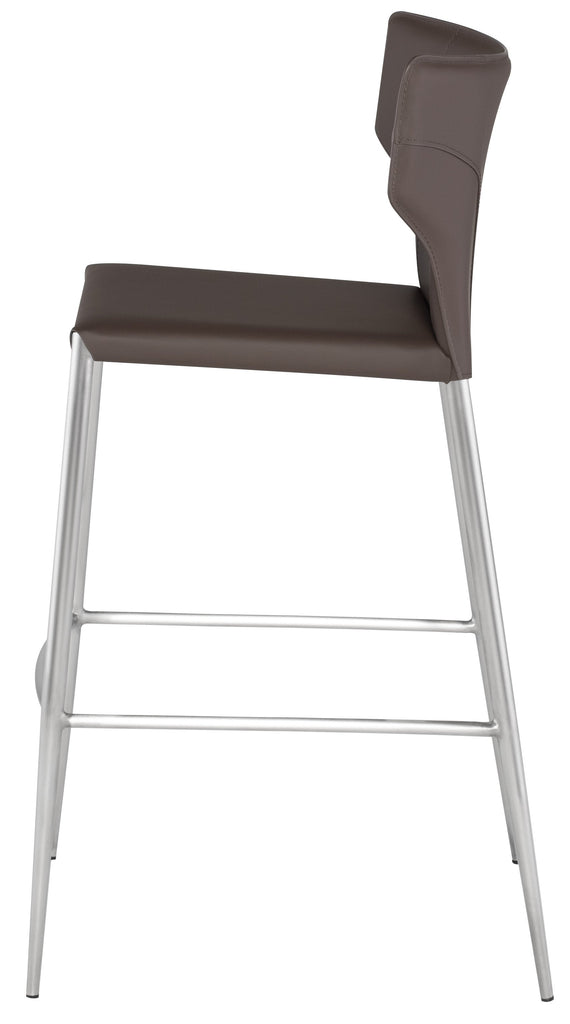 Wayne Bar Stool - Mink with Brushed Stainless Legs