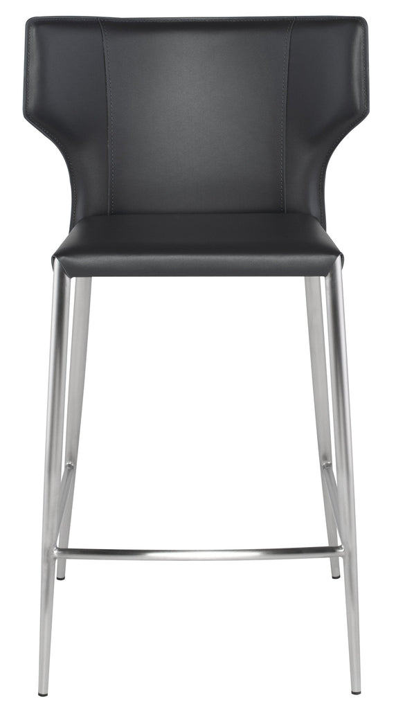 Wayne Counter Stool - Dark Grey with Brushed Stainless Legs