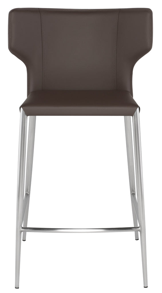 Wayne Counter Stool - Mink with Brushed Stainless Legs