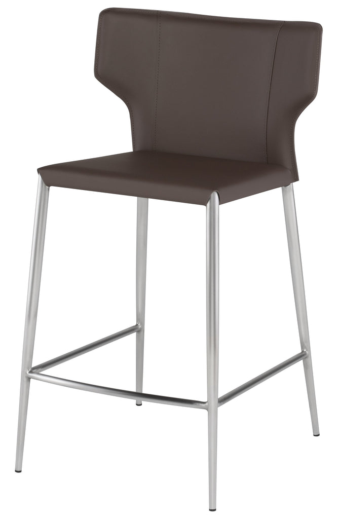 Wayne Counter Stool - Mink with Brushed Stainless Legs