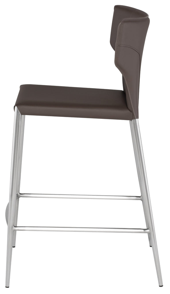 Wayne Counter Stool - Mink with Brushed Stainless Legs