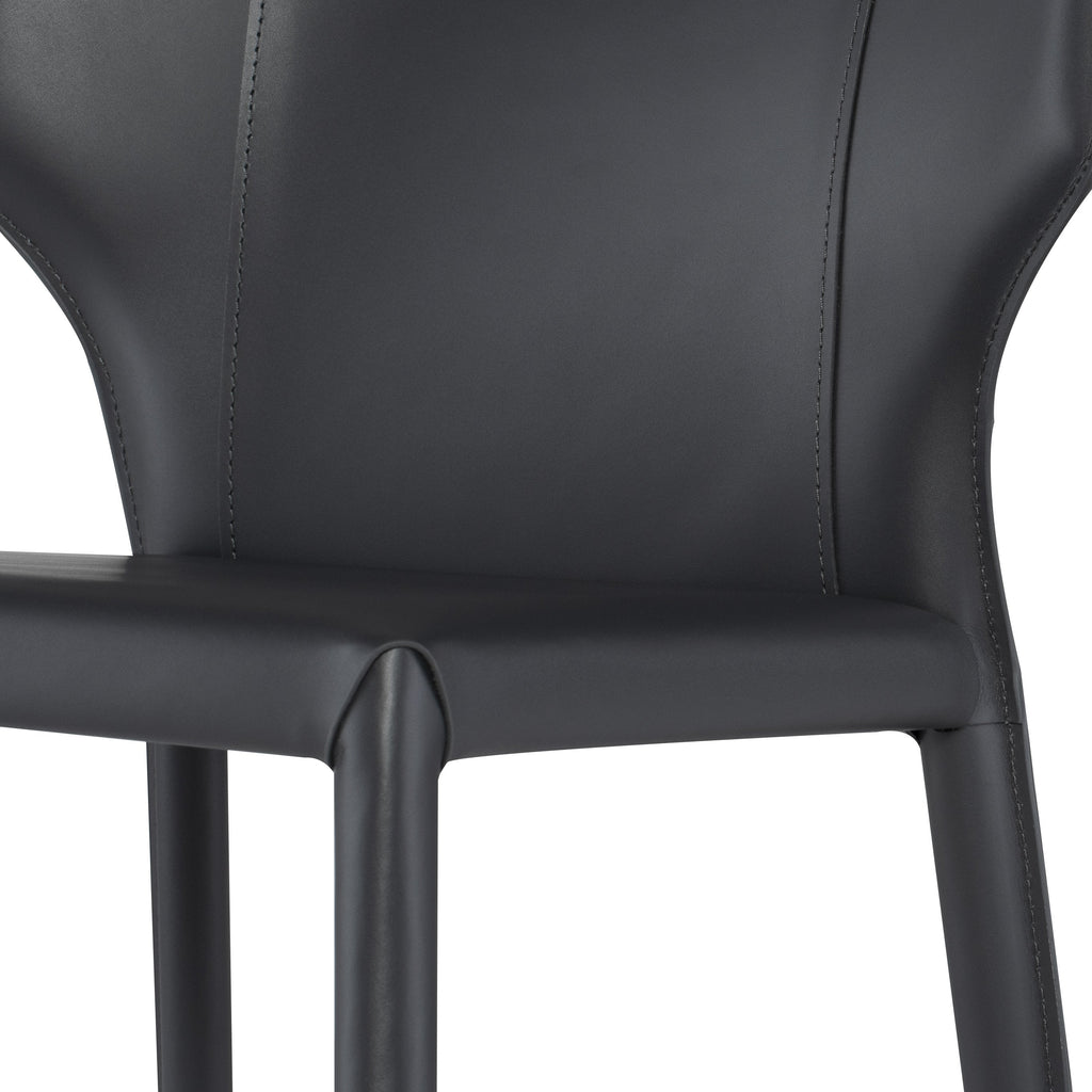 Wayne Bar Stool - Dark Grey with Dark Grey Leather Base