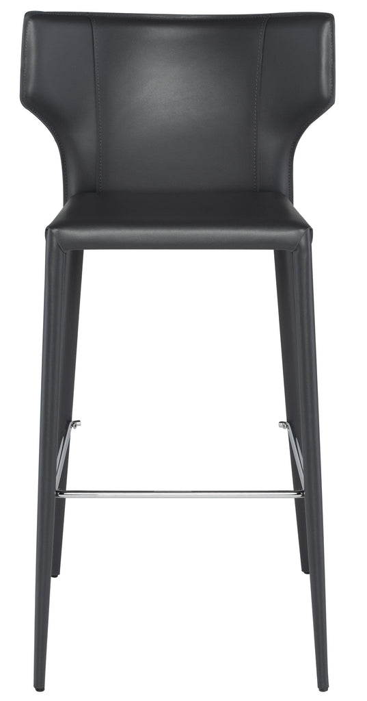 Wayne Bar Stool - Dark Grey with Dark Grey Leather Base