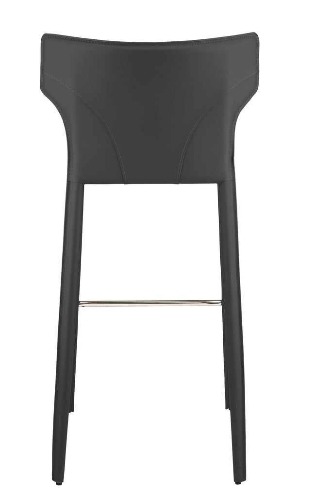 Wayne Bar Stool - Dark Grey with Dark Grey Leather Base