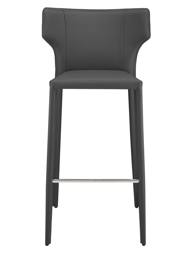 Wayne Bar Stool - Dark Grey with Dark Grey Leather Base