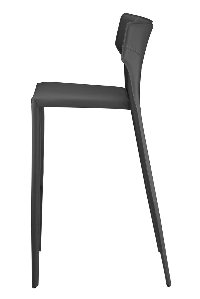 Wayne Bar Stool - Dark Grey with Dark Grey Leather Base