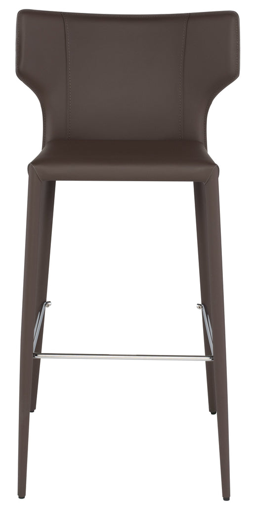 Wayne Bar Stool - Mink with Mink Leather Base