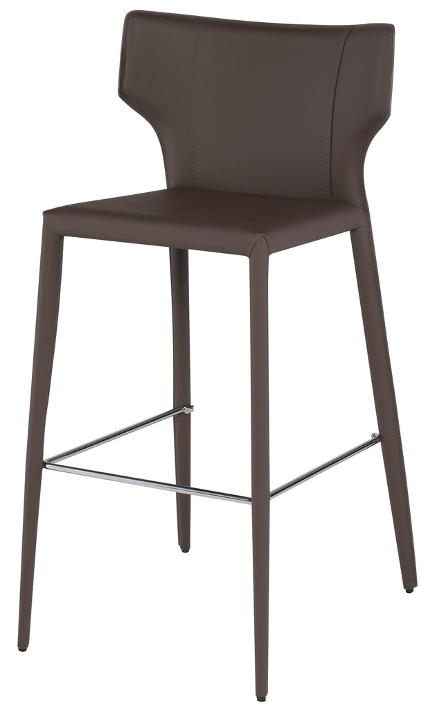 Wayne Bar Stool - Mink with Mink Leather Base