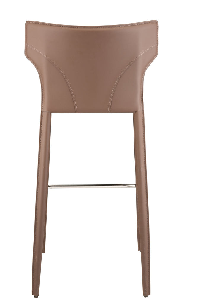 Wayne Bar Stool - Mink with Mink Leather Base