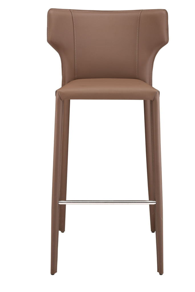 Wayne Bar Stool - Mink with Mink Leather Base