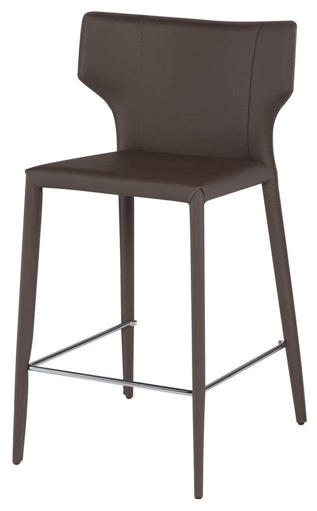 Wayne Counter Stool - Mink with Mink Leather Base