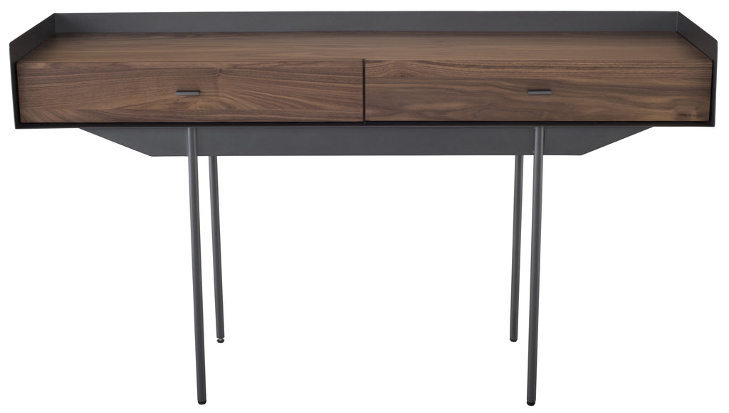 Egon Console Table - Walnut with Matte Bronze Base