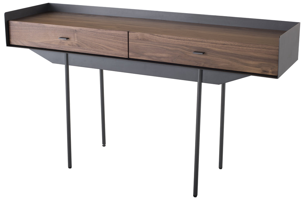 Egon Console Table - Walnut with Matte Bronze Base