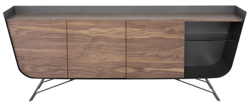 Noori Sideboard Cabinet - Walnut with Titanium Steel Accent