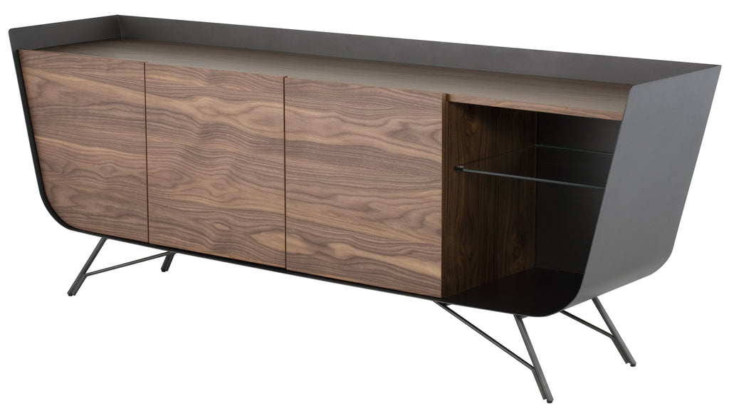 Noori Sideboard Cabinet - Walnut with Titanium Steel Accent