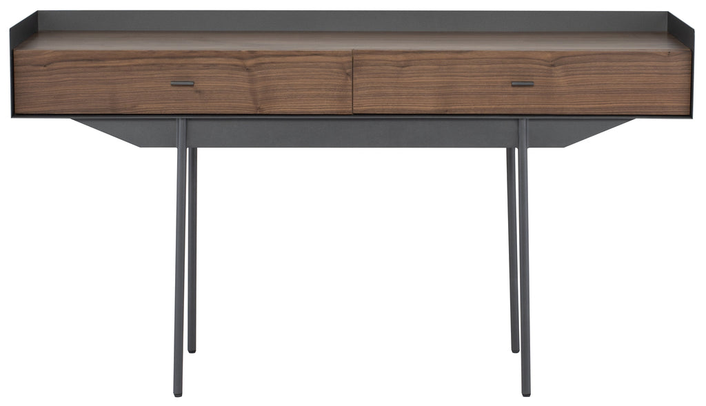 Egon Console Table - Walnut with Titanium Steel Base