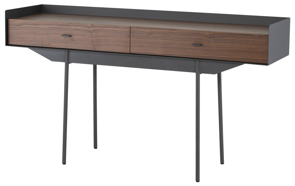 Egon Console Table - Walnut with Titanium Steel Base