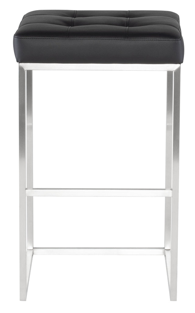 Chi Bar Stool - Black with Brushed Stainless Frame