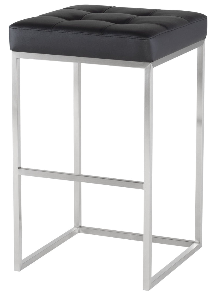 Chi Bar Stool - Black with Brushed Stainless Frame